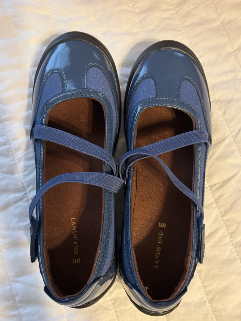 Lands End Mary Jane Blue Comfort Dress Shoe Size 6B‎ New!
